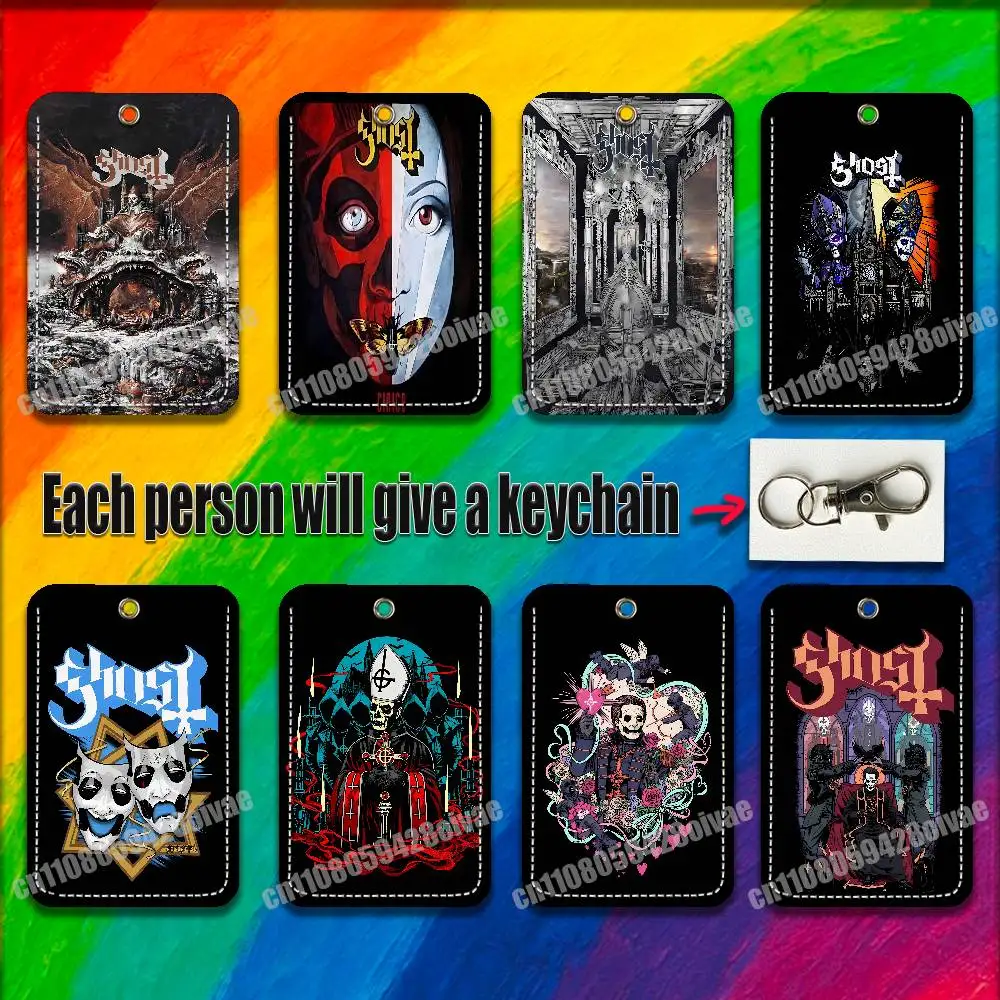 

G-GHOST Skeleta Cirice Prequelle Meliora For ID Clips Credit Bank Campus Card Holder Cover Decoration PU Leather Keychain