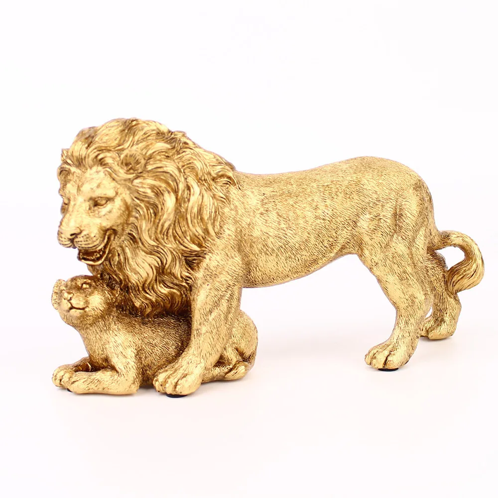 

Golden Lion King Resin Ornament Home Office Desktop Animal Statue Decoration Accessories Living Room Home Decoration Ornament