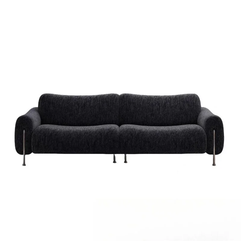Black medieval style living room straight row fabric sofa Italian modern simplicity