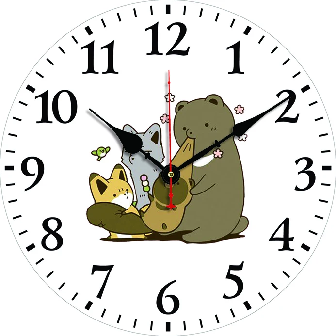 Cartoon Animals Wall Clock Kitchen Decor Wall Art Silent Non Ticking Large Round Wall Clocks for Living Room Bedroom Office