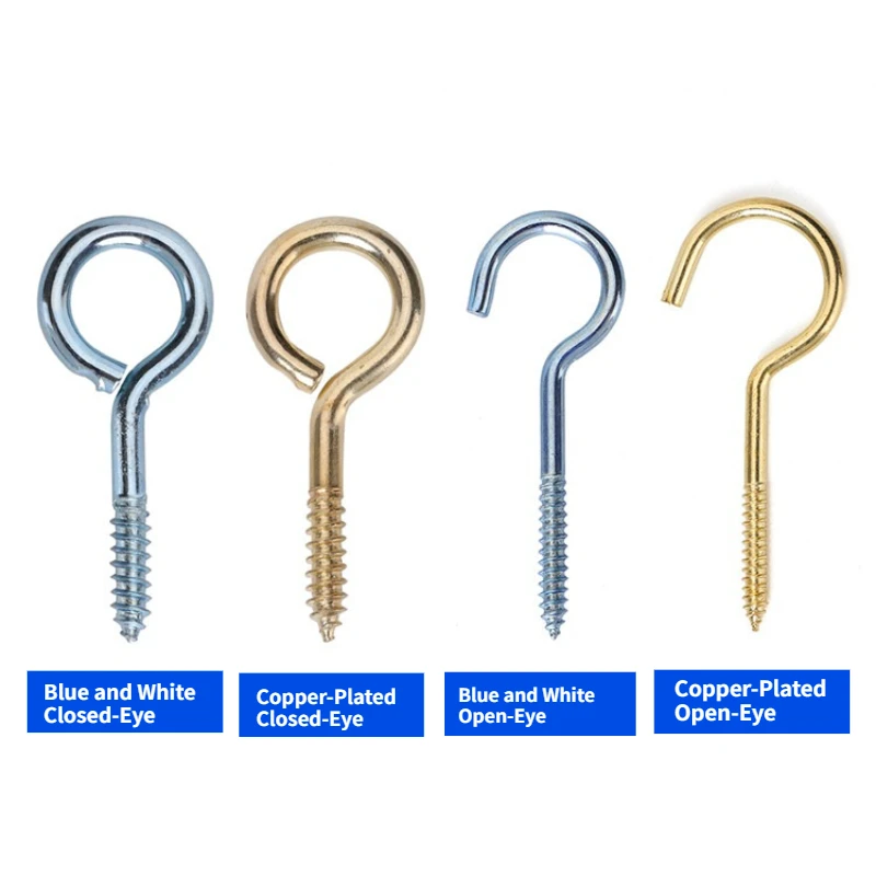 0#1#2#3#4#5#6#8#10#12#14#16# Sheep Eye Screw Open Closed Type, Carbon Steel Self Tapping Eye Hook Screws Hook Screws Wood Screws