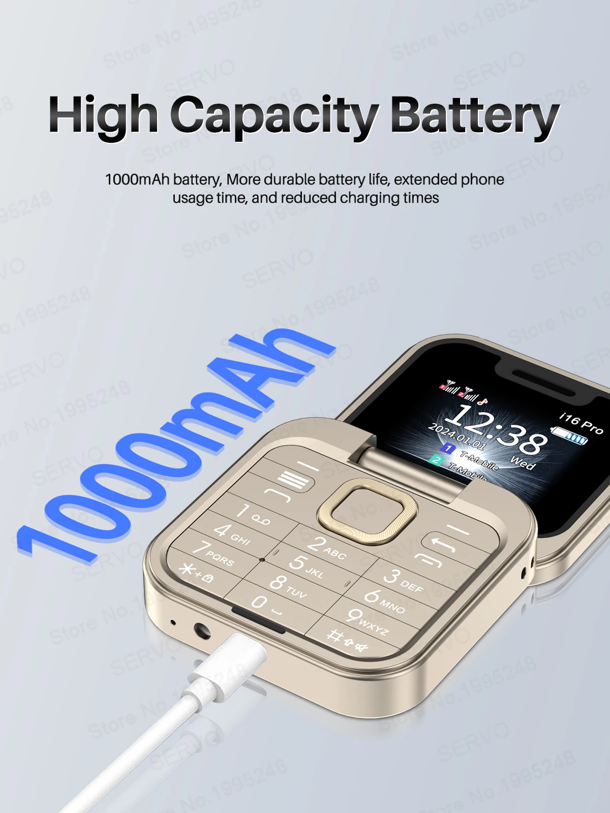 SERVO Original I16 Pro Foldable Mini Mobile Phone 2SIM Card Speed Dial Fold Telephone Magic Voice Blacklist Flip Cellphone TypeC