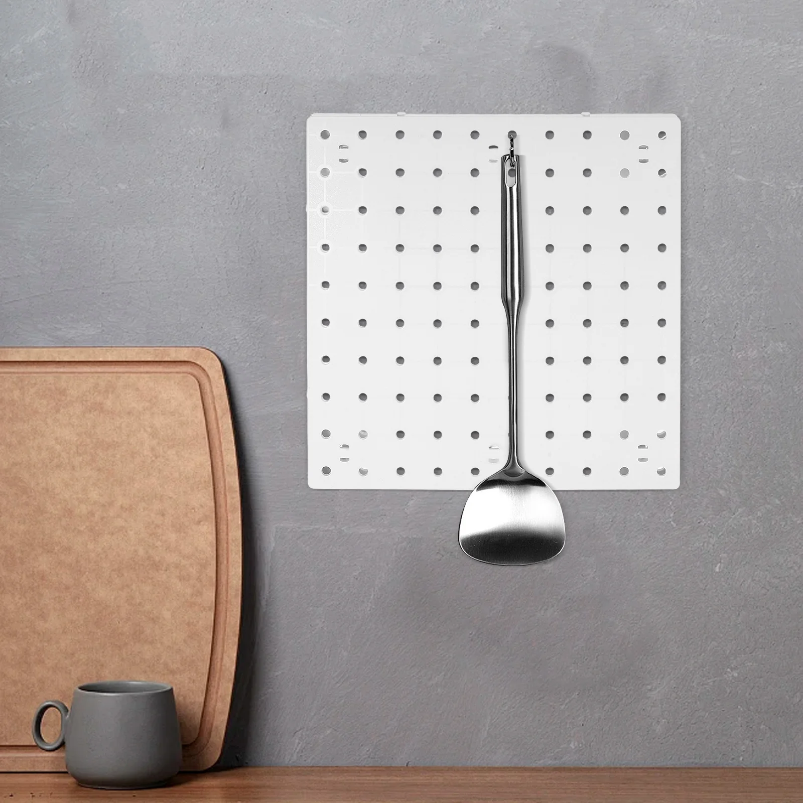 

4Pcs Peg Board Wall Organizer Multi Functional No Drill Installation for Office Room Efficient Storage Plastic