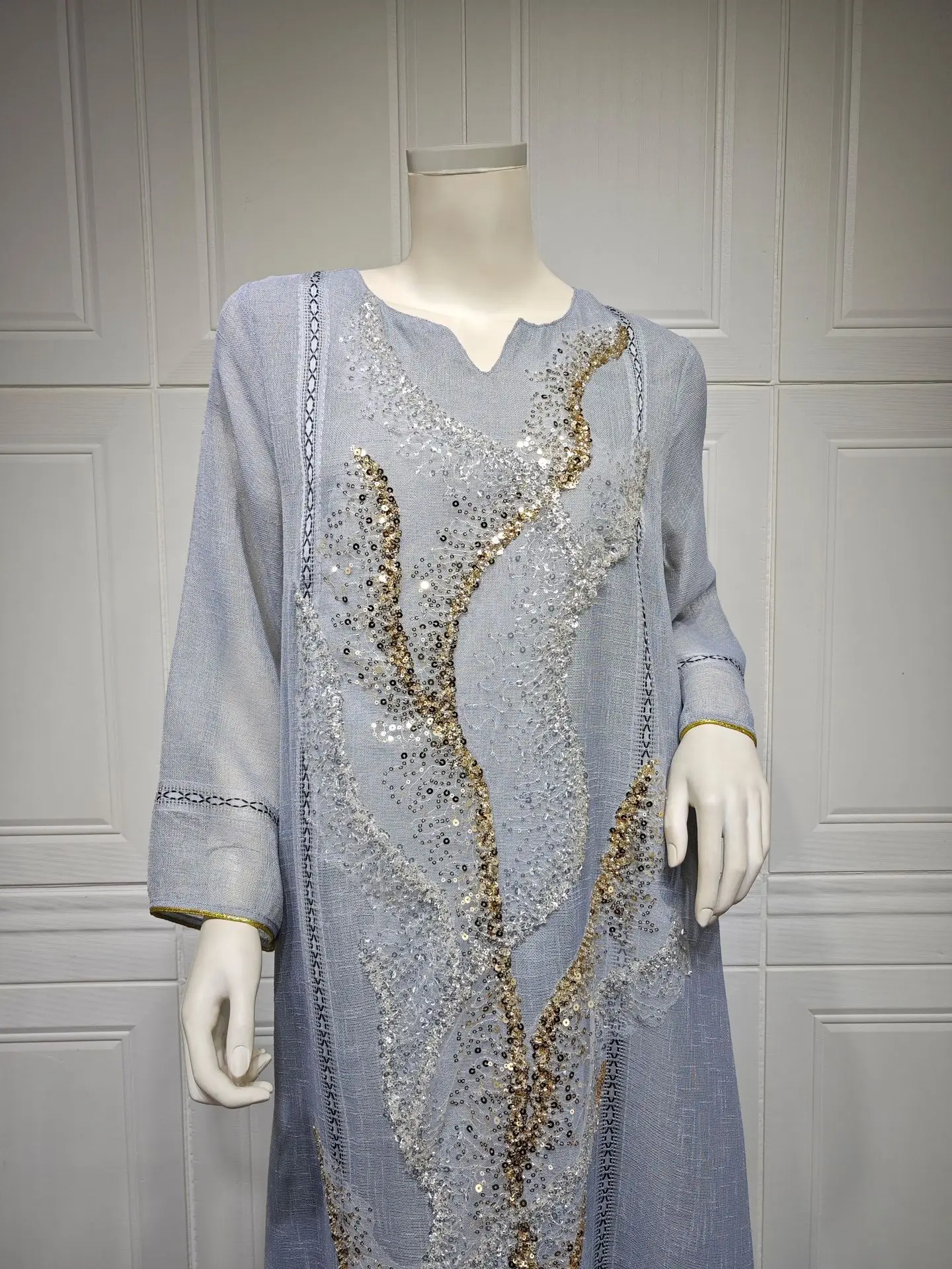 Uni Abaya Dubai فستان سهرة فاخر للنساء للحفلات الراقصة متواضع موضة شبكية ترتر مطرز جديد في فساتين 2025