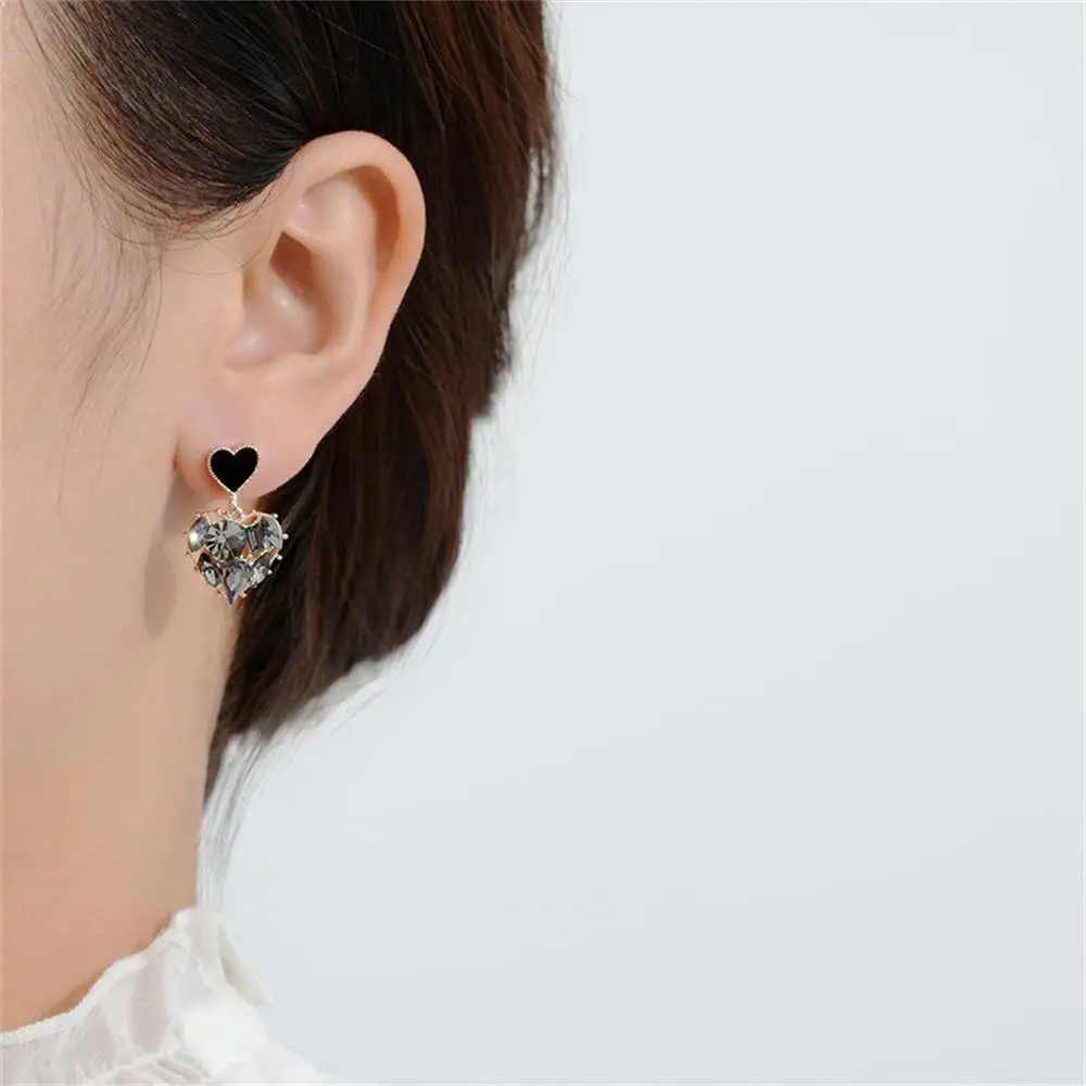 1/5PAIRS No Deformation Black Rhinestone Earrings Rhinestone Earrings Wear-resistant Does Not Fade Exquisite Party Gift Earrings