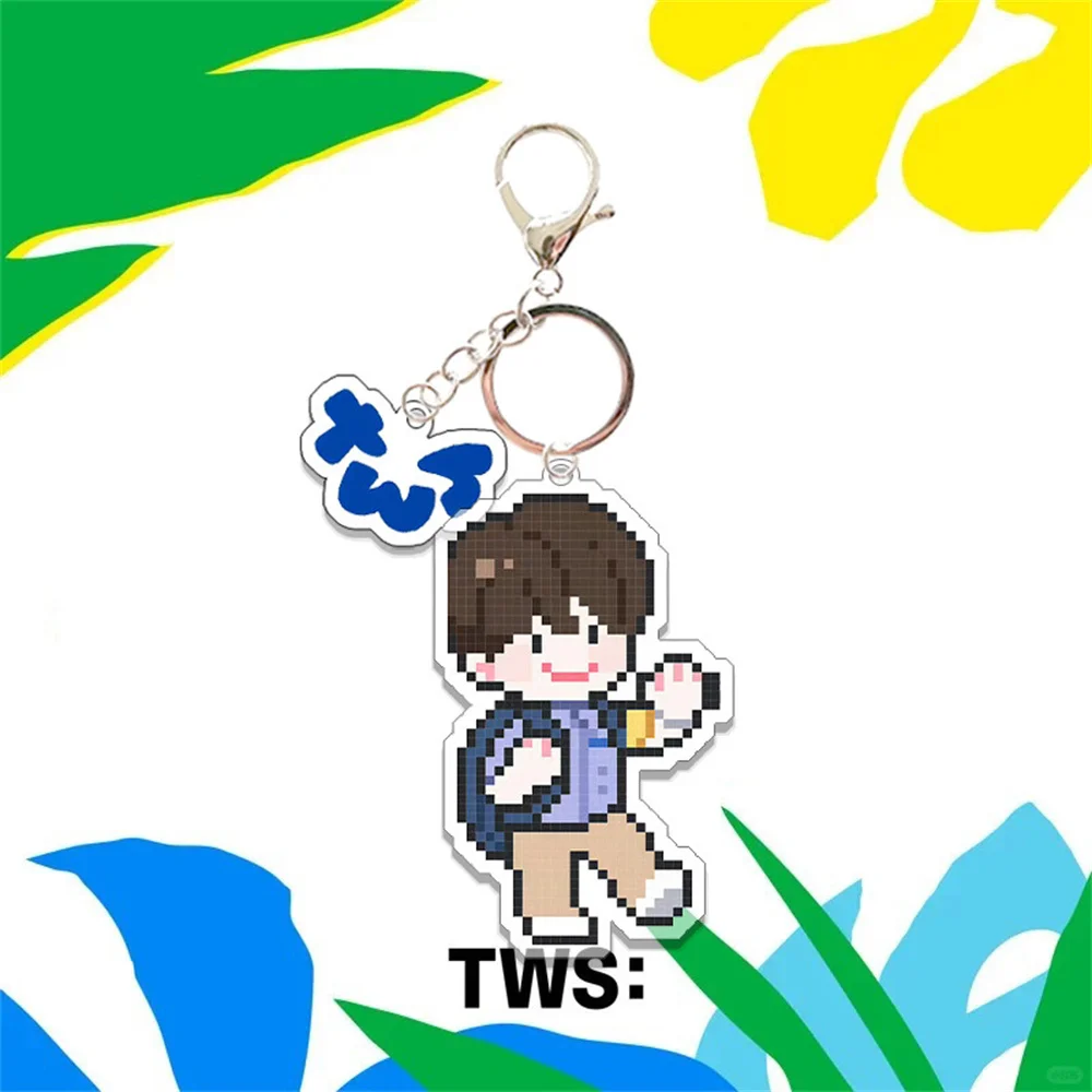 KPOP TWS dessin animé porte-clés 2 pièces/ensemble Transparent acrylique porte-clés pendentif créatif INS Style sac à dos accessoires Fans Collection