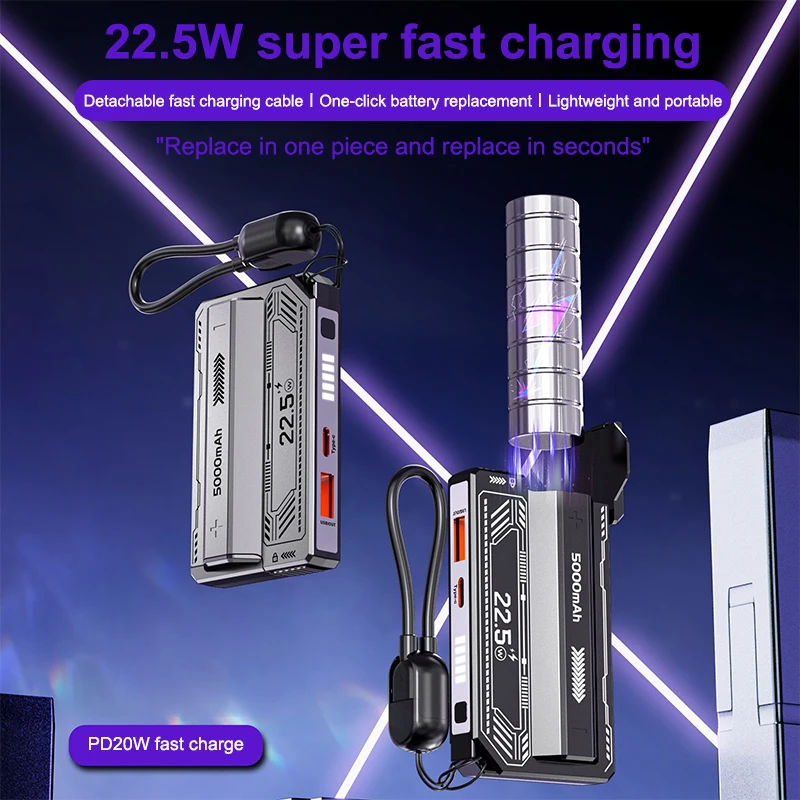 21700 Universal Battery Charger Case 20W Type-C Battery Holder Fast Charging Built-in Cable Detachable DIY Power Bank Box