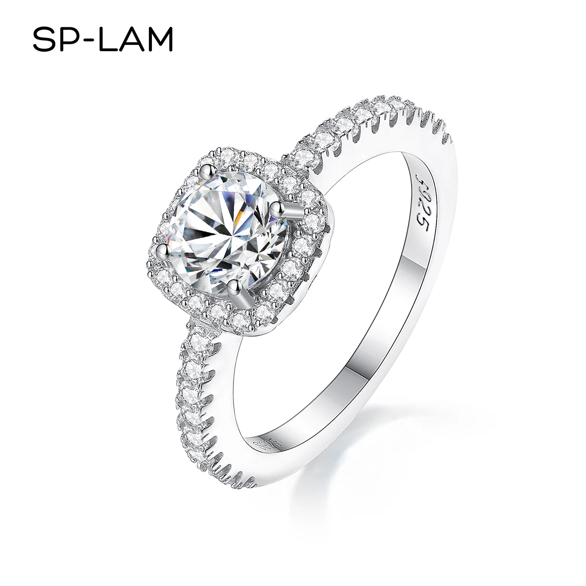 

1CT Moissanite Rings For Women Luxury Certificated Tiny Zircon Pave Setting Palladium White Gold Plated Engagement Wedding Bands