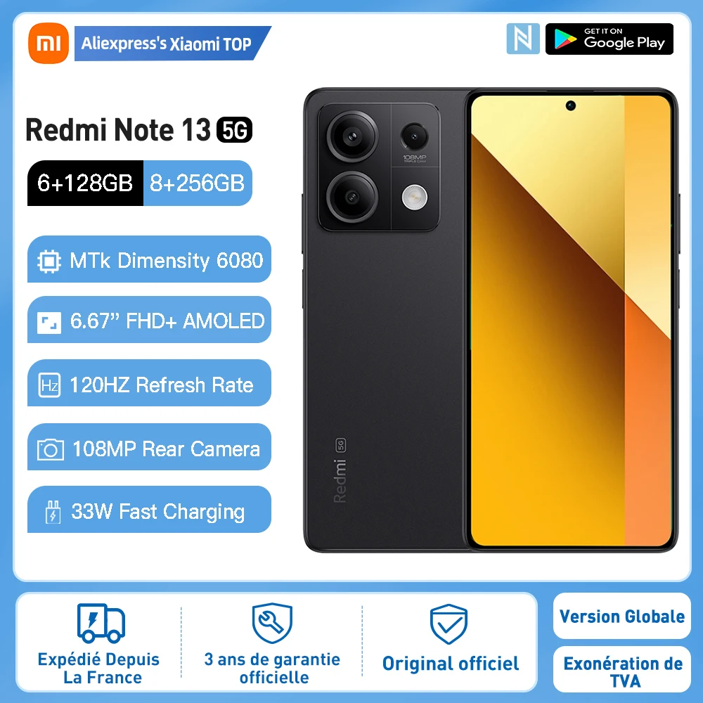 Xiaomi Redmi Note 13 5G, Smartphone, NFC, Global Version, 128/256GB, MediaTek Dimensity, amosed screen 