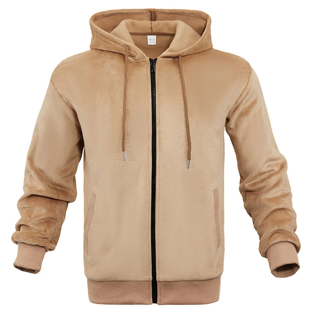 For Men For Commuting Loose Fit Hooded Sweater Casual Outings Commuting Style Khaki Home And Daily Use Long Sleeves