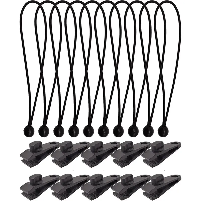 

B-Est Tarp Clip Heavy Duty Lock Grip Bungee Cord With Clips Set 20 Pack For Pool Awning Cover, Car Cover
