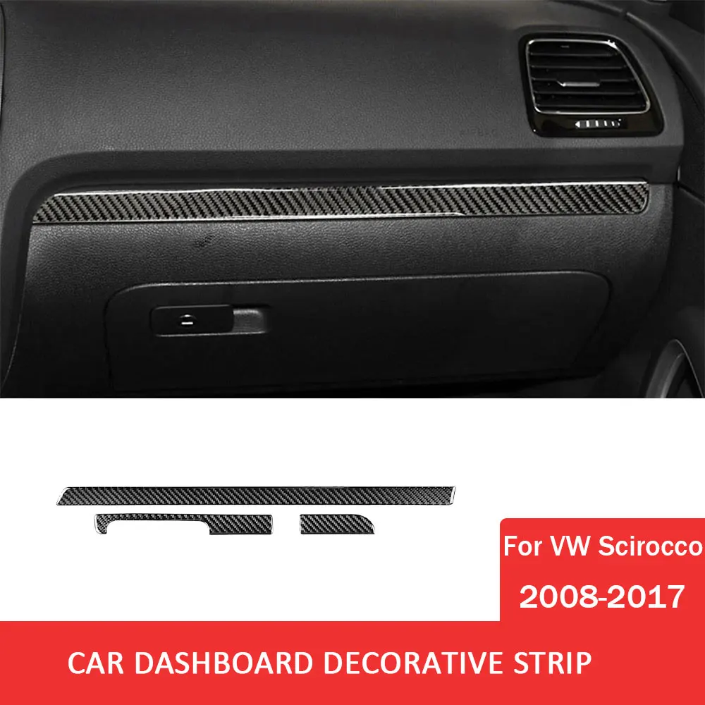 

Car Dashboard Decorative Strip Trim Sticker Carbon Fiber Decal for Volkswagen VW Scirocco 2008-2017 Auto Interior Accessories