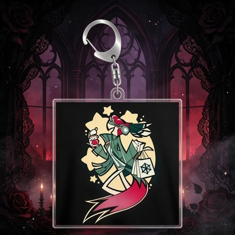 For Hazbin Hotel  Homemade Valentino Velvette Angel Dust Acrylic Keychain Pendant Bag Charms Game Anime Collection Toy Gift 5cm
