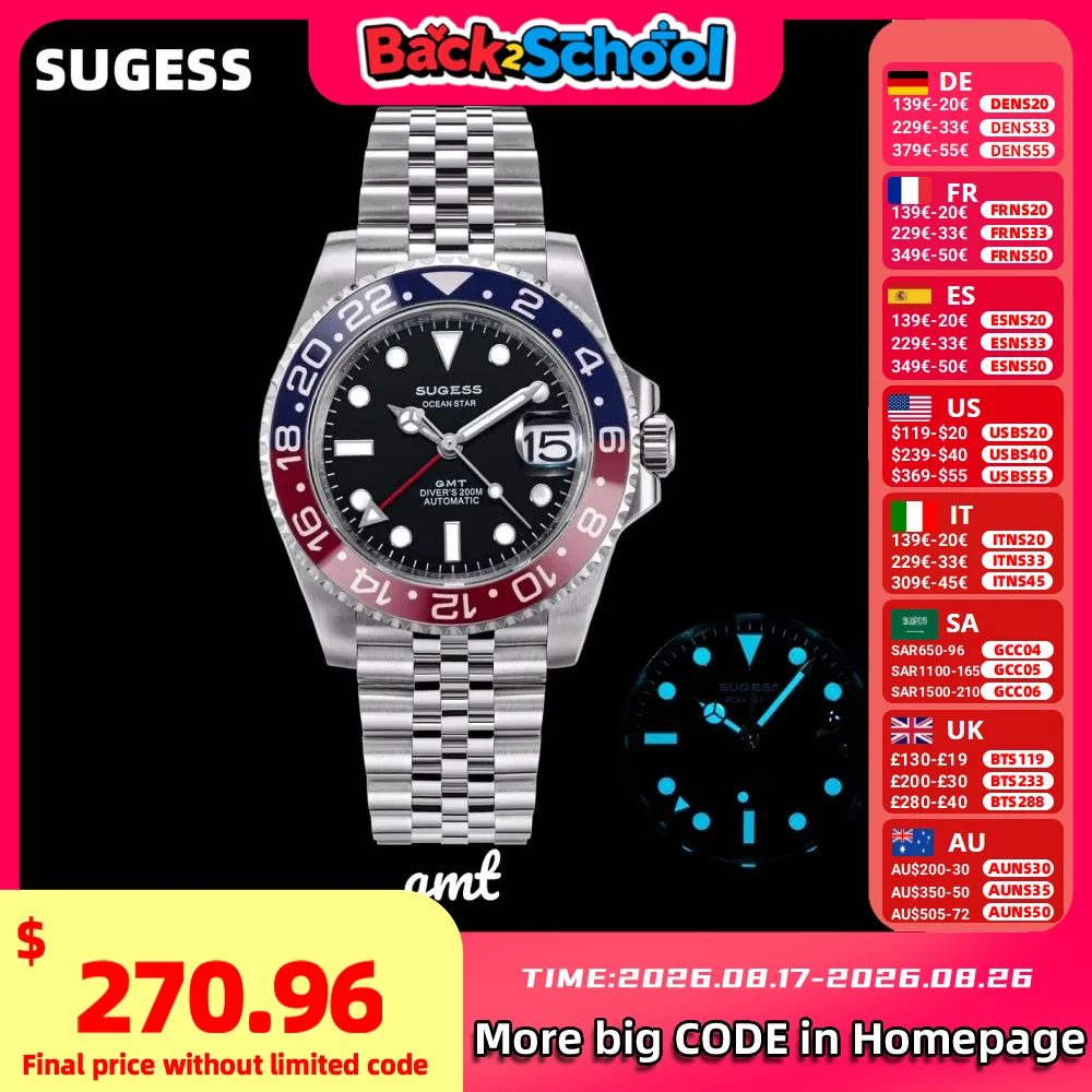 Luxury Watch Omega - Sugess GMT Diving Watch of Men