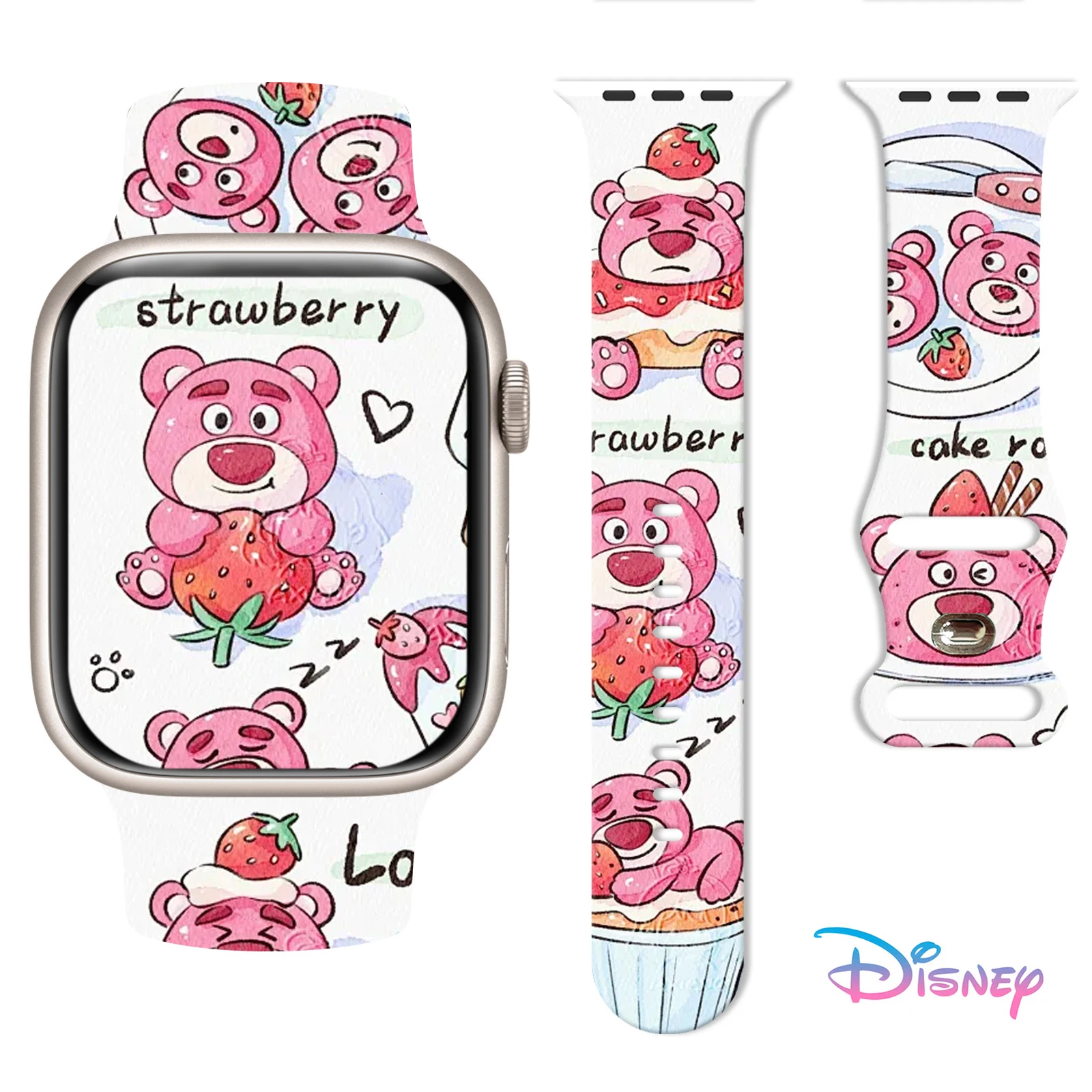 

Disney Happy Lotso Printed Strap for Apple Watch 11 10 9 8 Silicone Band Replaceable Bracelet for iWatch 46/44/42/41mm Watchband