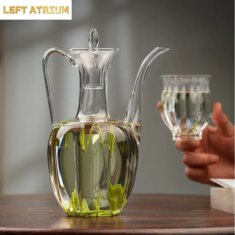 Glass Teapot Vintage Kettle Flagon Heat Resistant Water Bottle Flower Teapot Tea Utensils Tea Making Tools Afternoon Tea Teaware