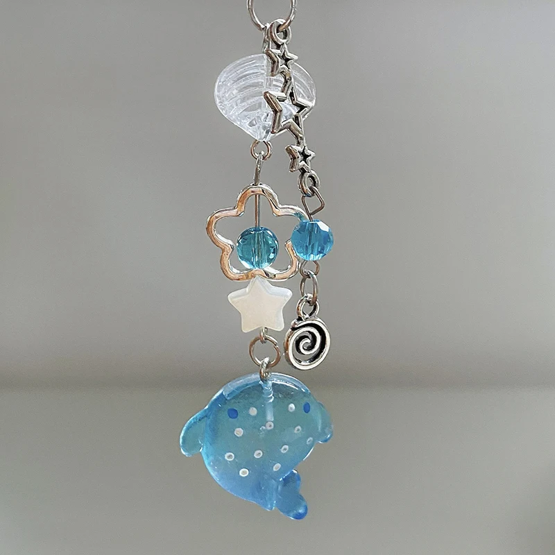 Y2k Cute Simulation Marine Shark Mobile Phone Chain Handcrafted Beaded Keyring Accessory Stylish Unique Fish Charm Aesthetic
