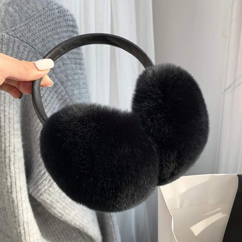 100% Natural Rex Rabbit Fur Earmuffs Women Fashion Warm Russia Winter Real Fur Earmuffs Children Ear Cover fur Earlap Girl