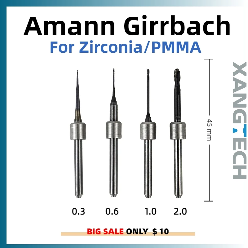

XANGTECH Amann Girrbach D3 Milling Burs for Zirconia/PMMA Dental Lab Grinding Drill Dental Material CAD CAM Milling Cutters