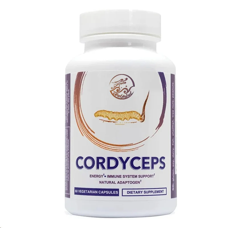 Pure Cordyceps and Mushroom Capsules, 500mg, 60 Immune Support Pills, Non GMO, Vegetarian, Ketone Friendly, Gluten Free