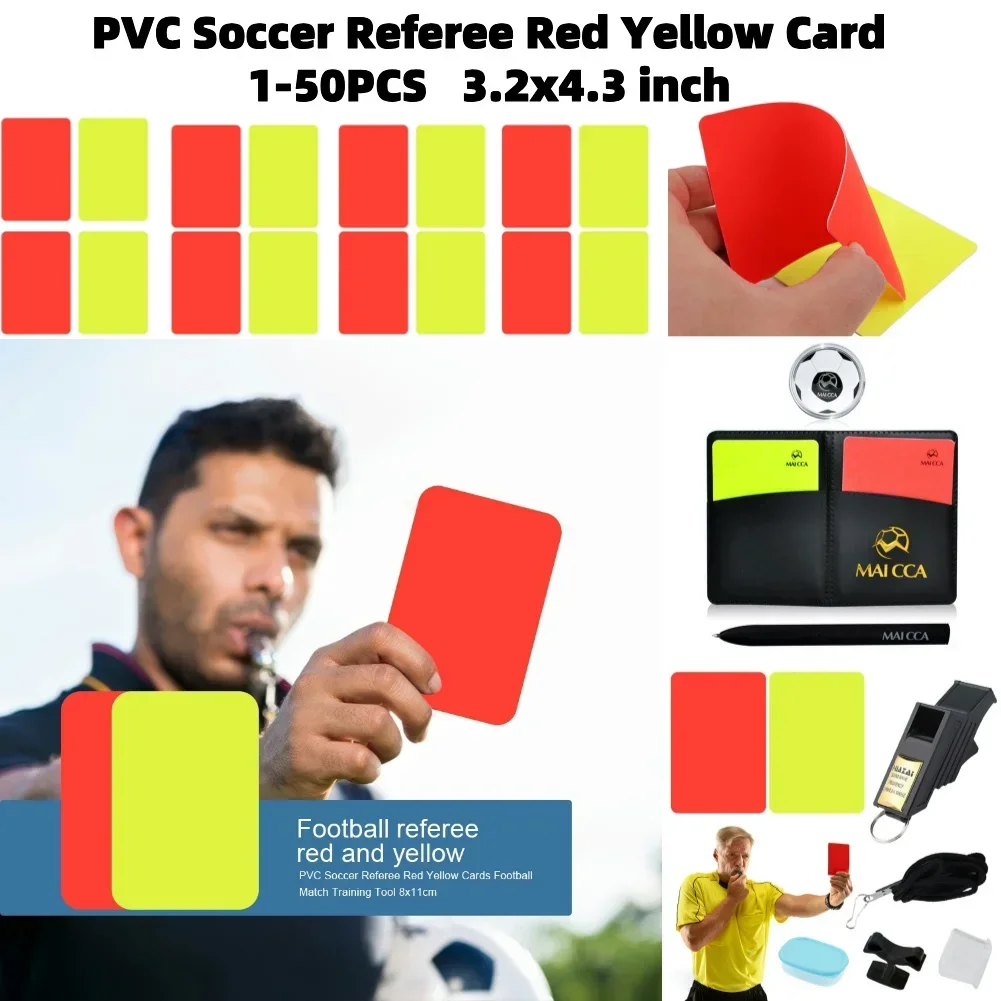 

1-50PCS PVC Soccer Referee Red Yellow Card Football Match Training Tool 3.2x4.3 inch Warning and Ejection Card Football Supplies