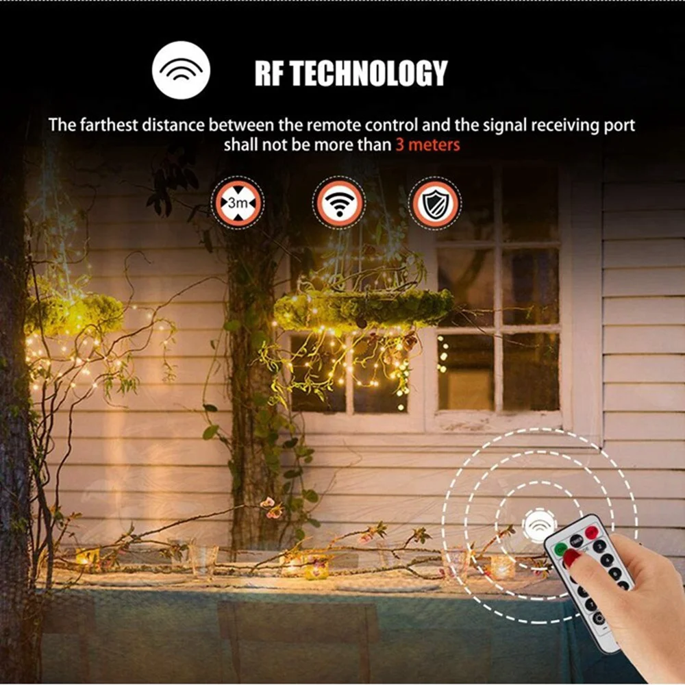 ABHI-Fairy String Lights 10M 100 LED String Lights Remote Control Timer Twinkle String Lights 8 Modes Firefly Lights Decor
