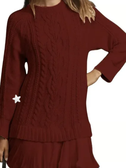 

Women's Color Long Sve Sweater Dr Casual Sle Pleated ort Skirt Maxi Dr round Neline No Brand Registered ...