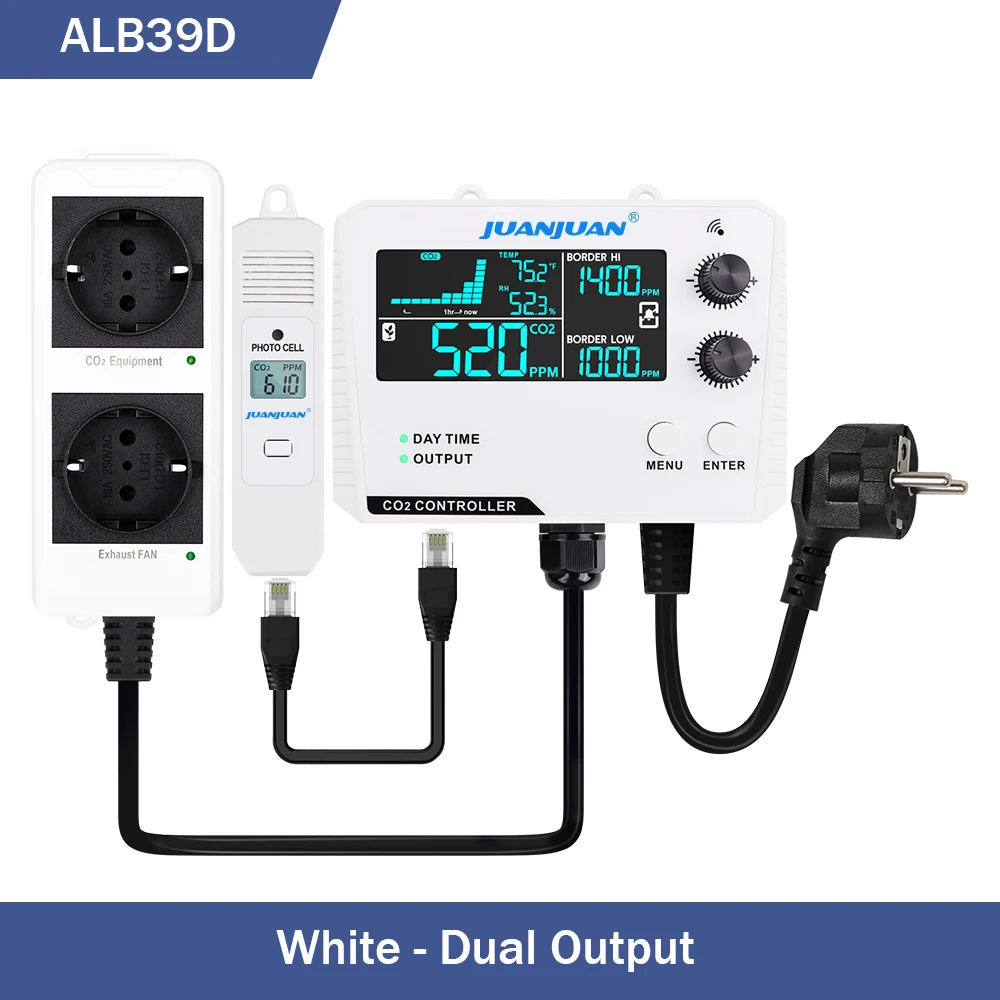 0 ~ 5000ppm CO2 Controller LCD Display Luchtkwaliteit Monitor CO2 Concentratie Controle Kooldioxide Regulator voor Plant Kas