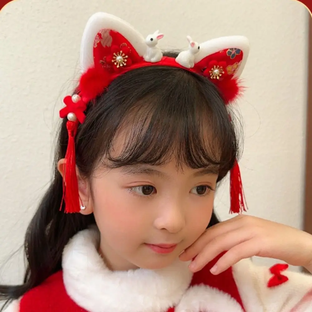 Hair Hoop Chinese New Year Headwear Headwear Chinese Style Hanfu Hair Accessories Baby Headwear Red Red Bow Hairband Children