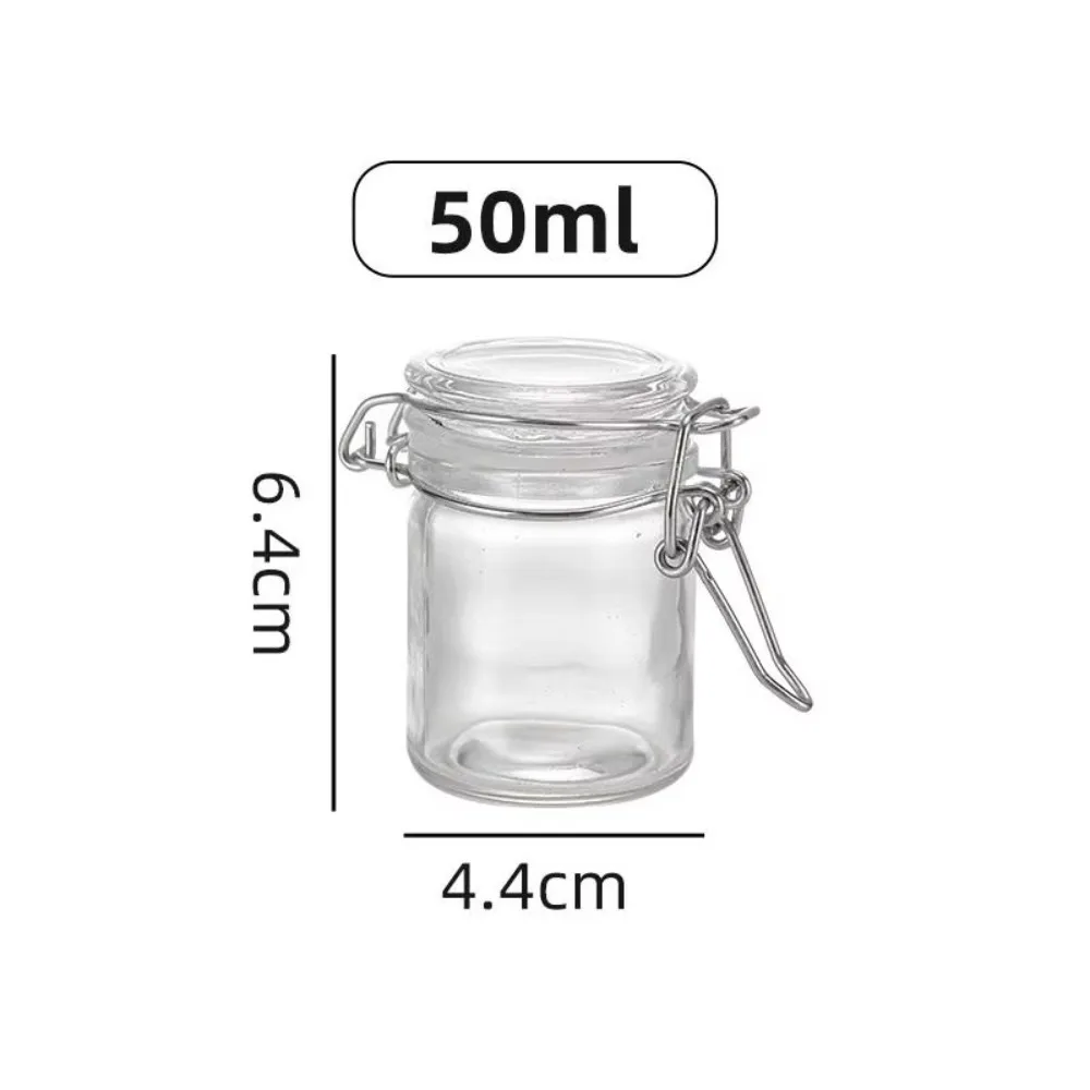 50/100ml Glass Sealed Jar Airtight Locking Lid Stainless Steel Snap Seal Storage Jar Big Mouth Transparent Glass Food Pickle Jar