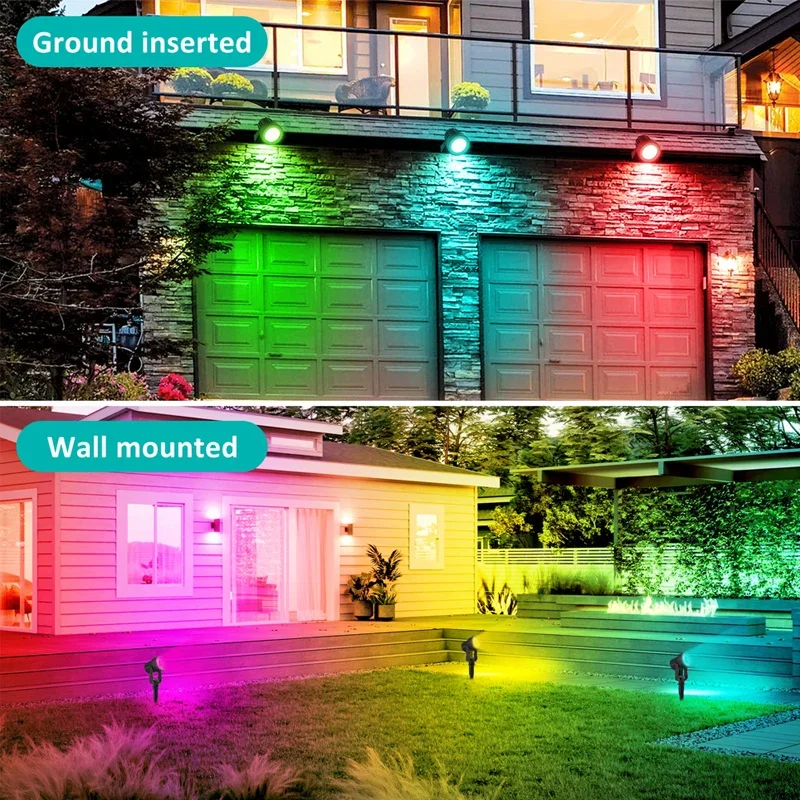 أضواء شمسية خارجية LED RGB ، أضواء كاشفة مقاومة للماء ، إضاءة حديقة ، تغيير اللون ، حديقة ، مصباح منظر طبيعي ، فناء ، ديكور ممر ، IP65