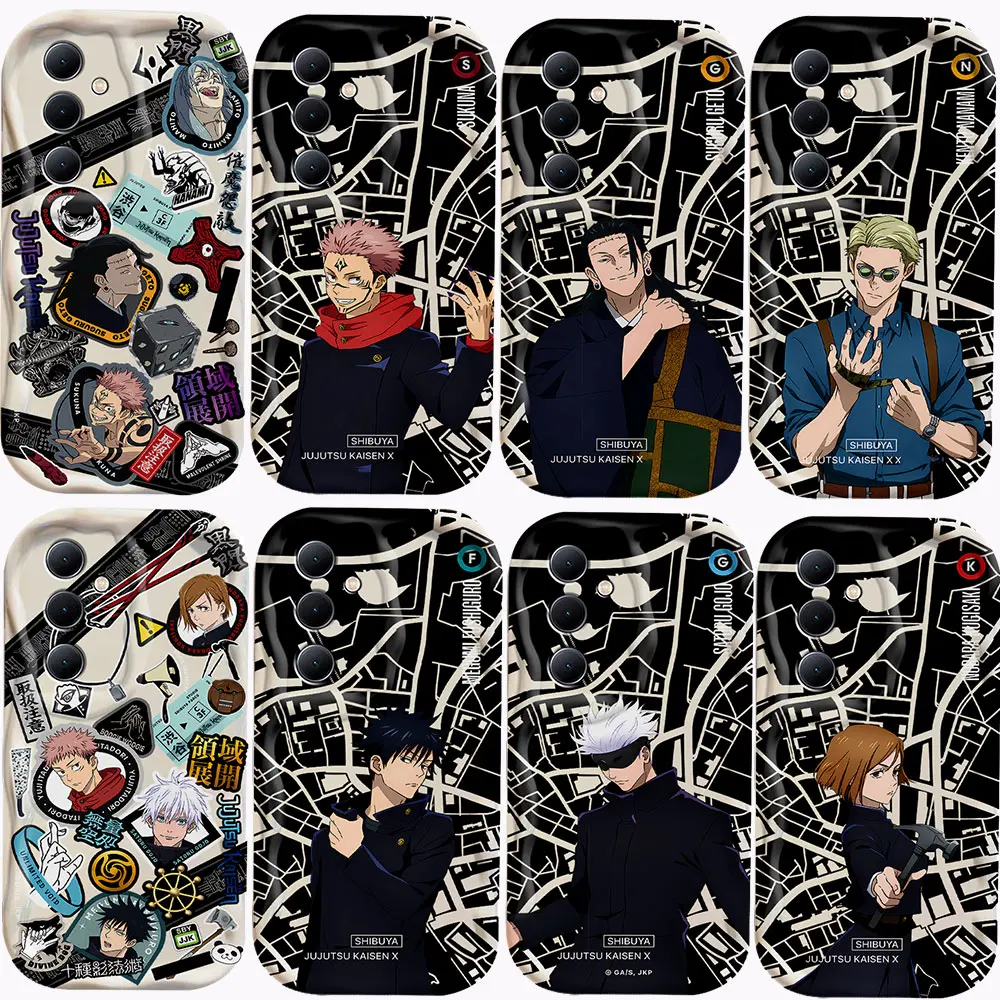 

Japan Anime Jujutsu Kaisen 3D Wave Phone Case For OPPO Reno 11 F 8 T 7 Z 6 5 4 Pro F23 F11 F9 4G 5G Soft Silicone Back Cover