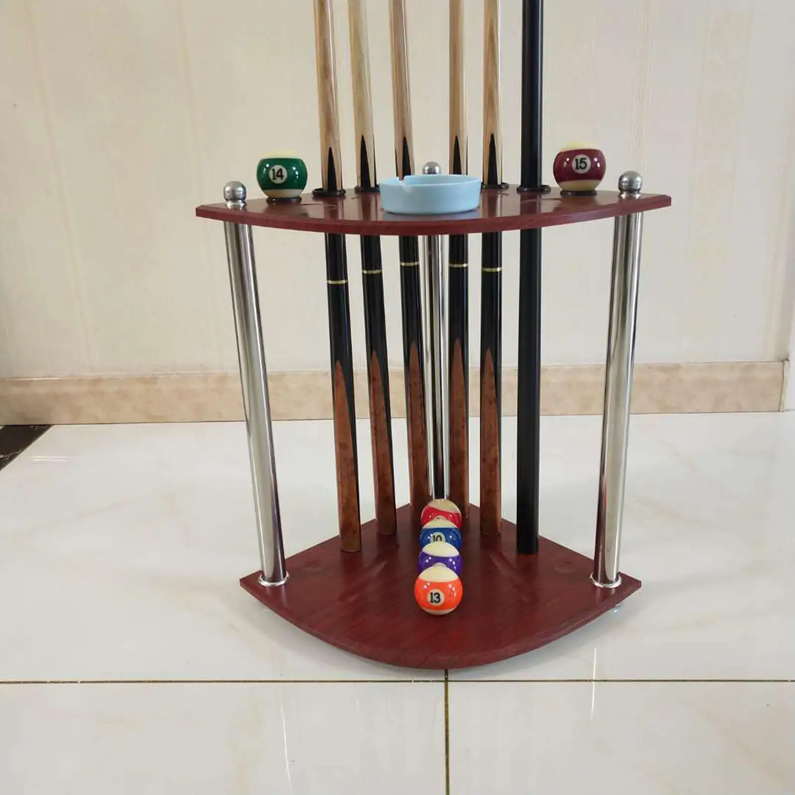 Billiard Pool Rack Corner Holder Floor Stand Rod Organizer 8 Hole Storage Holder for Players Pool Bars Clubs Sports