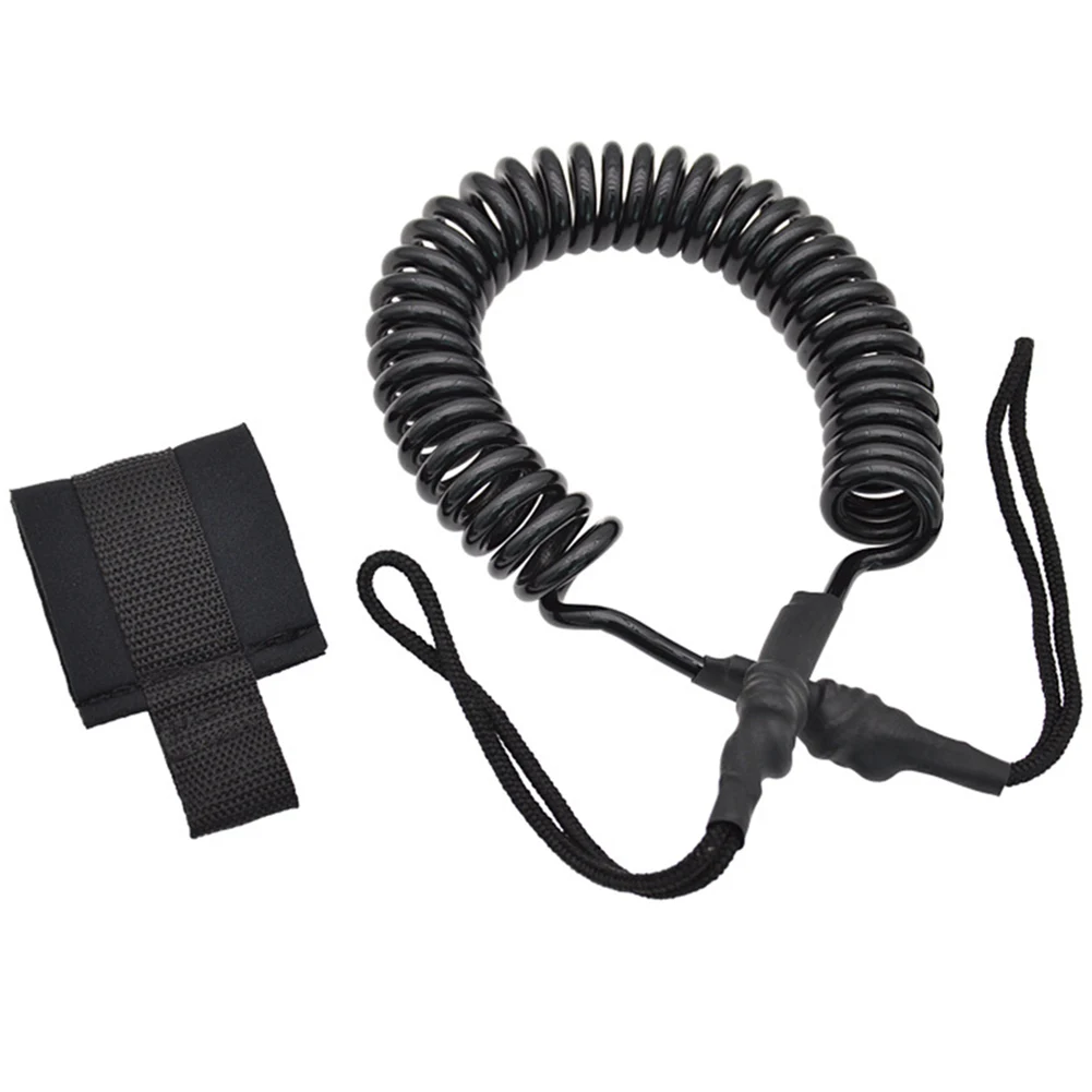 

6-миллиметровый шнур-лиш для водных видов спорта из ТПУ с пружинным тросом, нагрудный ремень и ремень на запястье для серфинга/сапборда/каяка