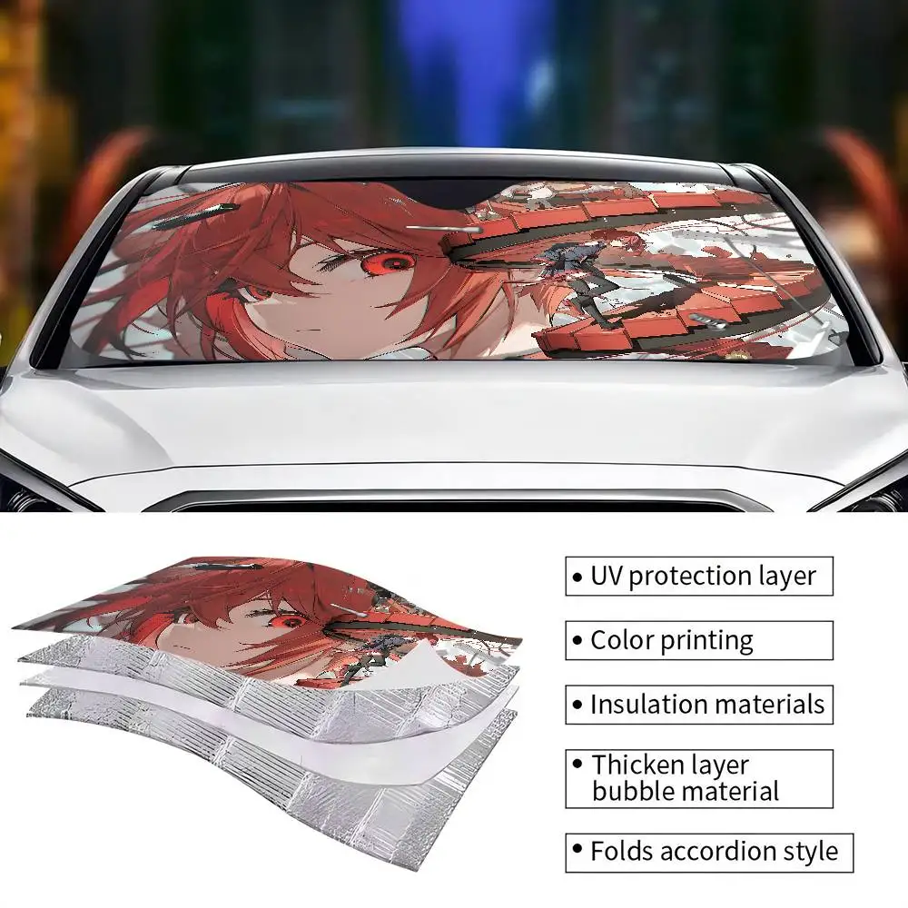 Cute Anime Girl K-Kasane Teto Car Sunshade Covers Cover Universal Windscreen Folding Visor Windshield Auto Sun Shade Accessories
