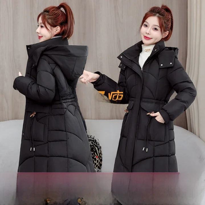 

Thiened Cotton Jaet Women's Faionable Waist-Cinching Slimming Mid-Length New Sle Casual Warm Outerwear Coat