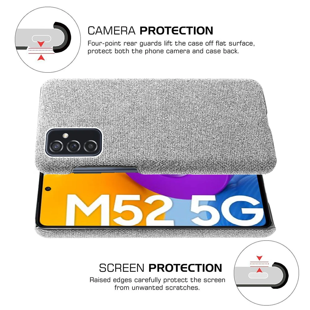 Anti-Sweat Fabric Thin Case for Samsung Galaxy M52 5G M 52 32 M32 A13 A52 A72 A12 A33 A53 A73 Non-Fingerprint Phone Cover Fundas