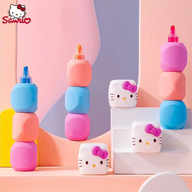 

New Cartoon Sanrios Stationery Hello Kittys Cinnamoroll My Melody Kawaii Cute Student Highlighter Color Markers Children's Gifts