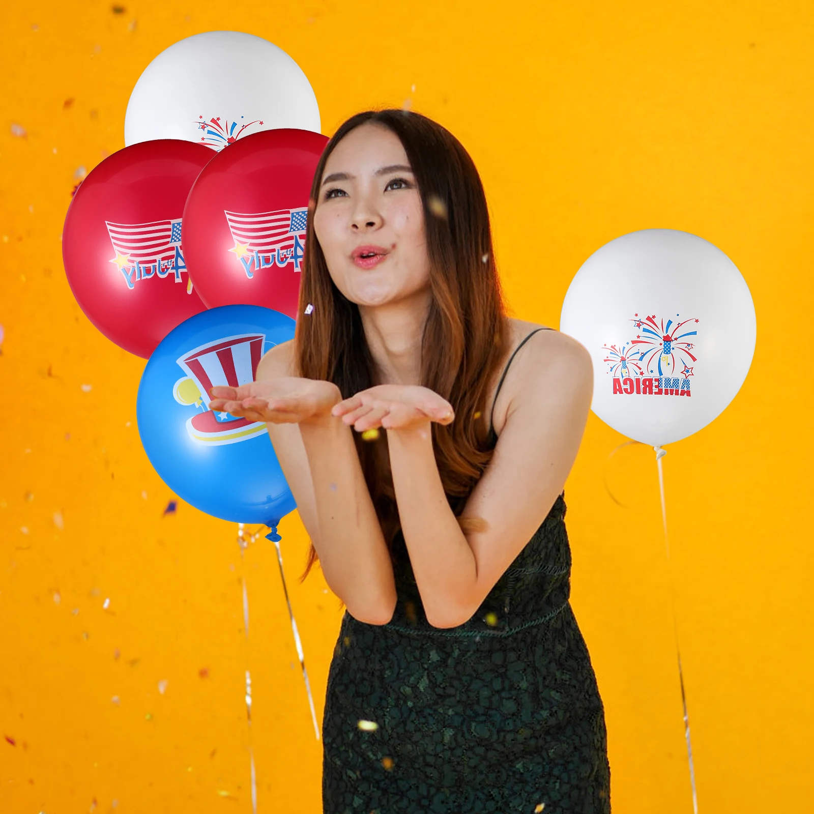 

30 Pcs Decorative Latex Balloons 12 Inch Red Blue White Party Supplies Fourth Of July Independence Day Photoshoot Props