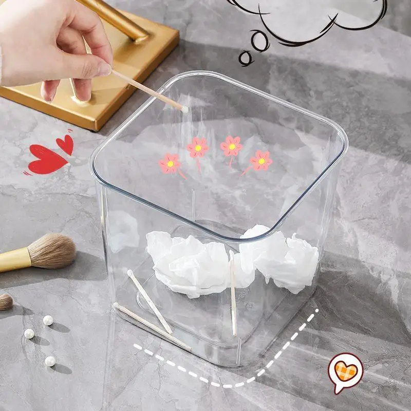 

Small Transparent Square Garbage Can Fi Tank Coverl Home Cleaning Tool Home Decorative Storage Buet Cute Design