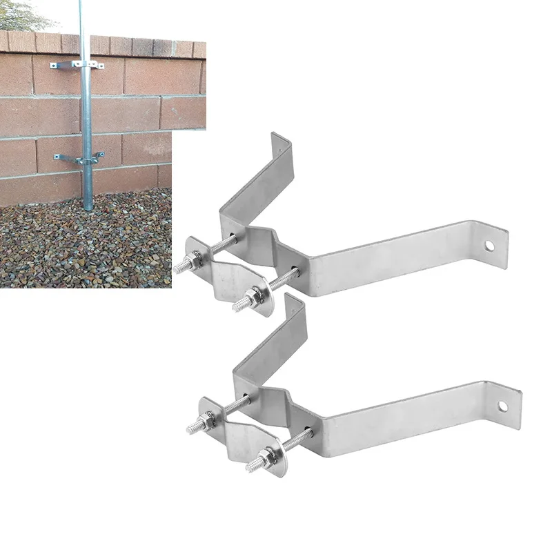 Heavy Duty TV Antenna Pole Bracket Wall Mount Adjustable Antenna Pole Clamp Outdoor Mounting Support