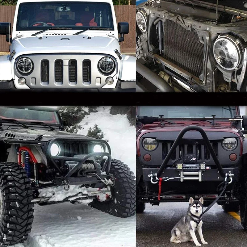 1PCS Running Lights 7 Inch LED Headlight H4 Hi-LoFor Lada 4x4 urban Niva Jeep Wrangler TJ JK LJ CJ Land Rover Defender Hummer