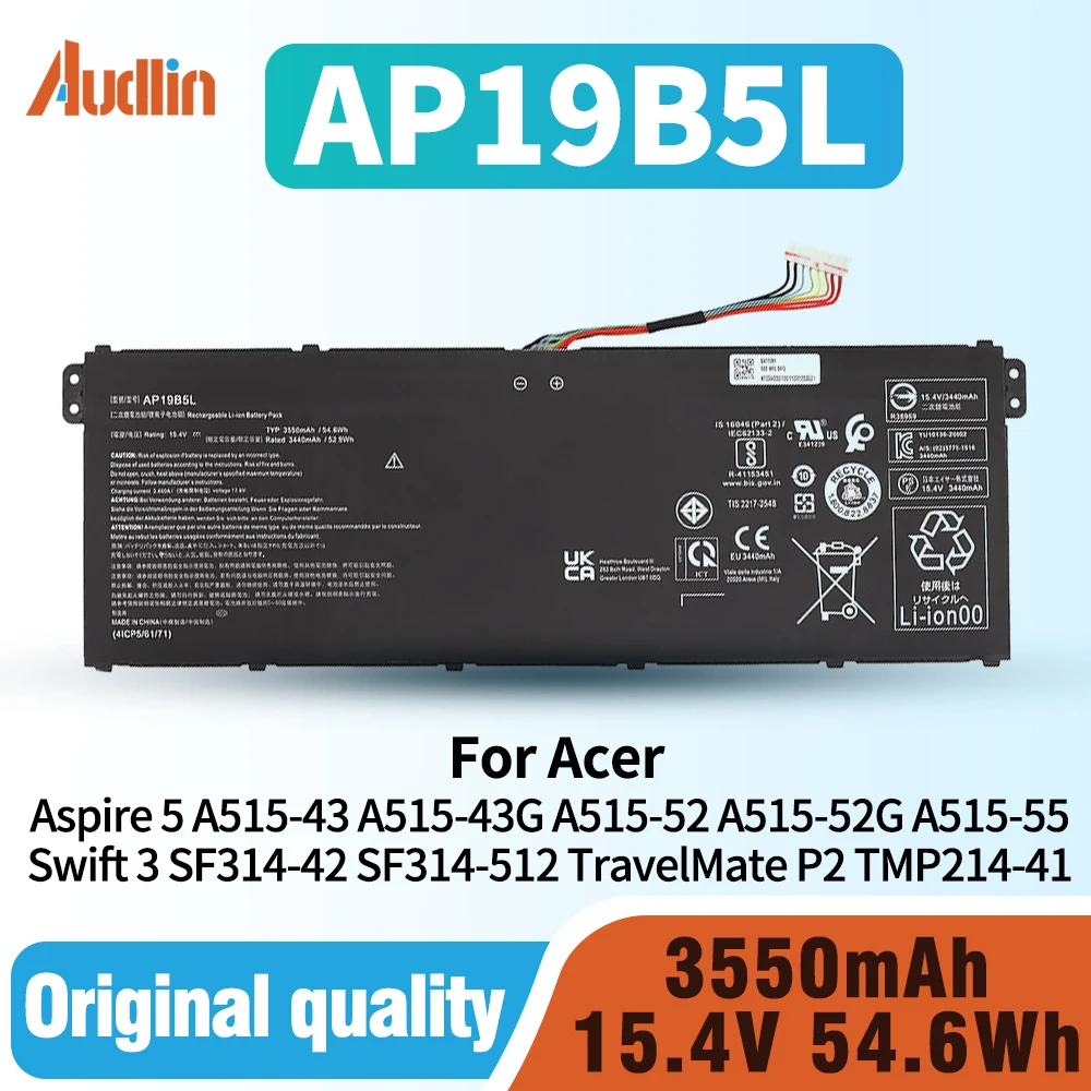 

AP19B5L Laptop Battery for Acer Aspire 5 A515-43 A515-43G A515-52 A515-52G A515-55 Swift 3 SF314-42 SF314-512 TravelMate P2