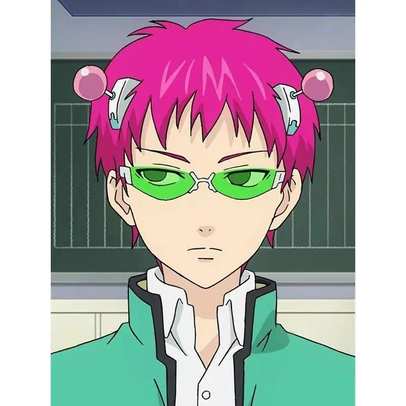 Anime The Disastrous Life of Saiki K. Cosplay Wig Saiki Kusuo Short Pink Synthetic Cartoon Hairpins Accessories Prop Gifts