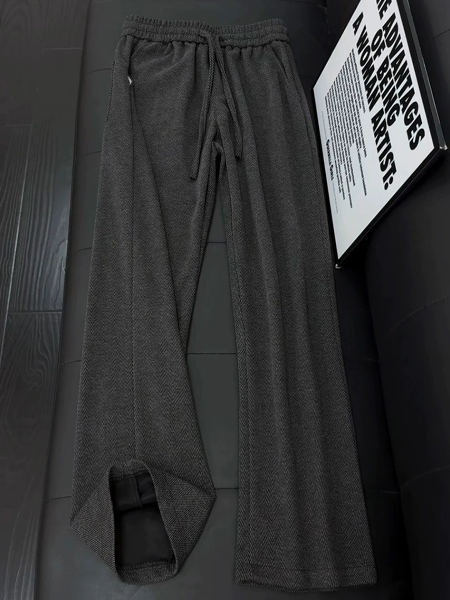 

Мужские вязаные брюки-палаццо American Sle, осенне-зимние, для сильного снега, прямые, свободные, с эффектом «ножевого» кроя