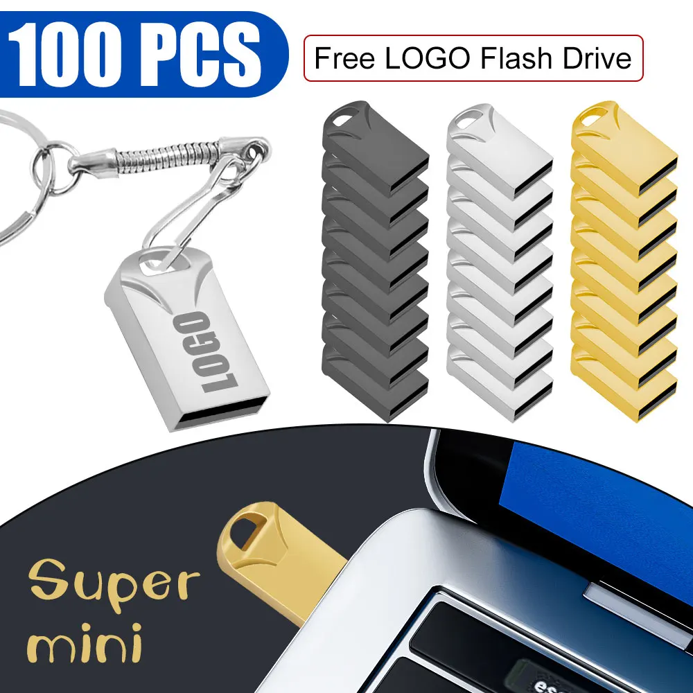 

100pcs Mini Metal pen drive 64GB USB Flash Drive 8G 16G 32GB memory stick usb stick pendrive u disk memoria thumbdrive free logo