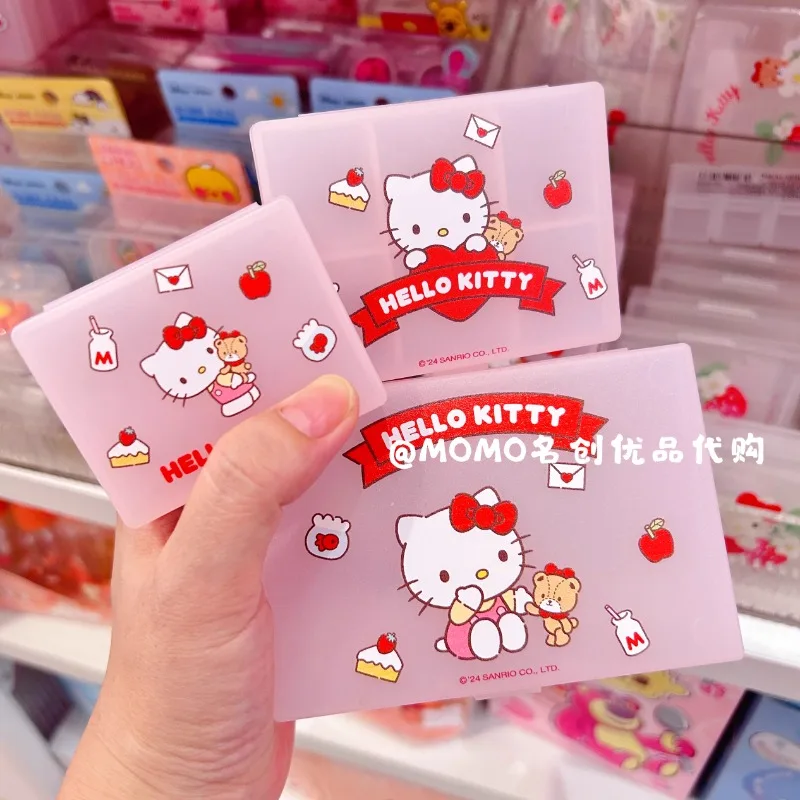 

Hello Kitty Kawaii Jewelry Box Fashion Girl Heart Mini Portable Small Jewelry Grid Storage Box Wholesale of Women Accessories