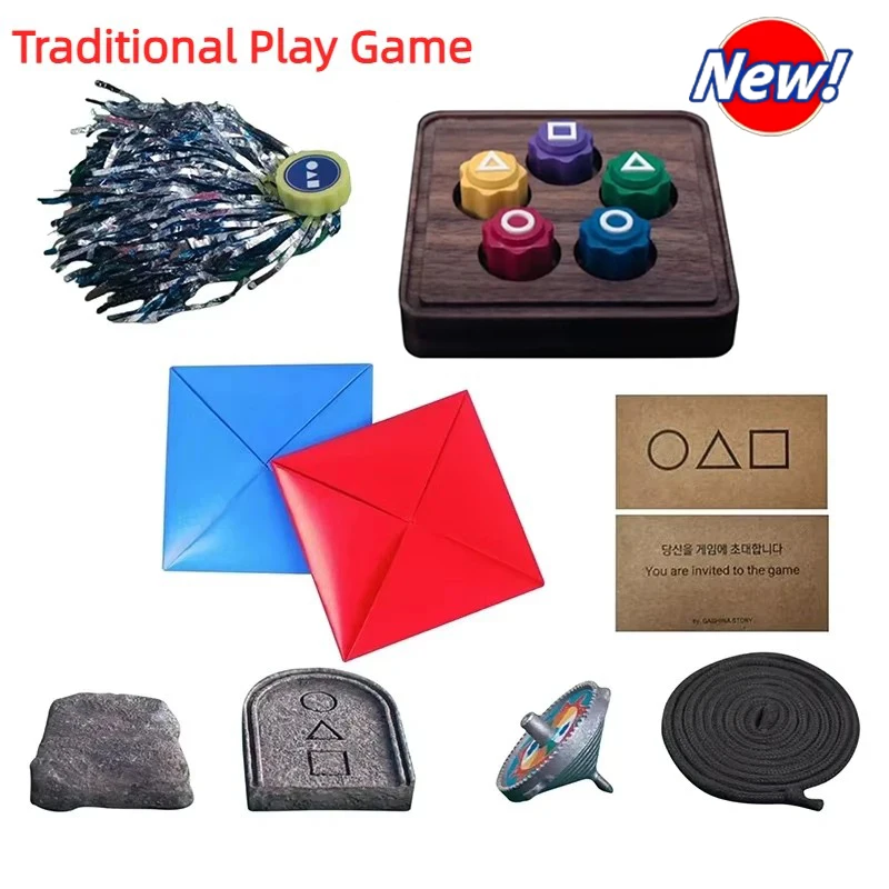 Juegos de juegos folclóricos coreanos, accesorios de juego de dados para fiesta, círculo cuadrado, triángulo, accesorios de juego de fiesta familiar, película coreana, juego de calamar, 5 uds.