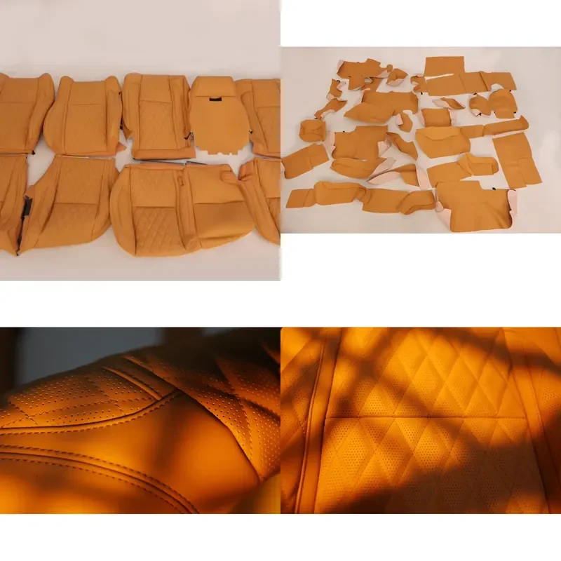 【2026】 Custom Fit Full Set Genuine Leather Car Seat Covers Breathable Polyester Accessory Rear Protection for 5-Seat Front