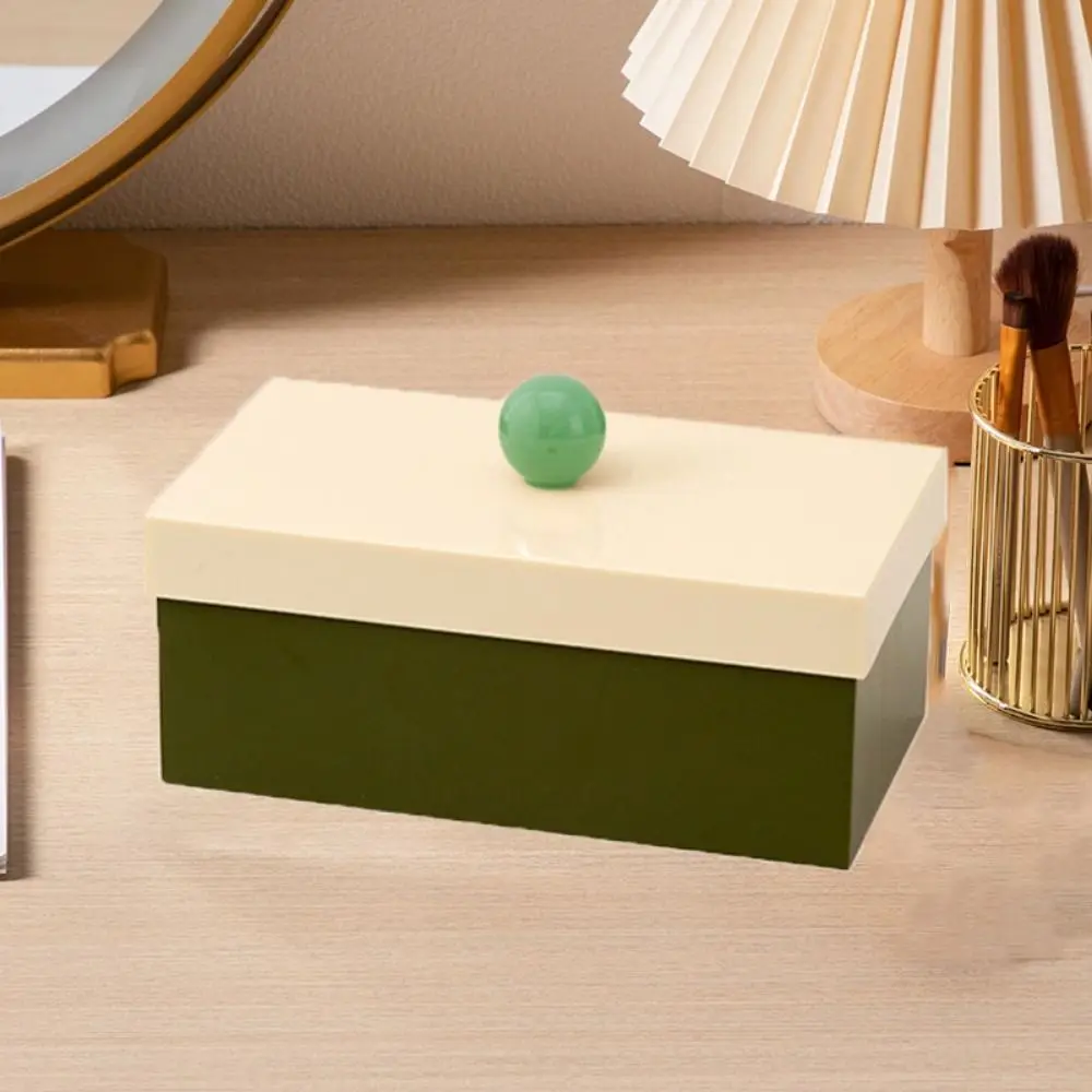

Plastic Cotton Swab Storage Box Dustproof Ins Style Makeup Pad Storage Box with Handle Ball 2 Grids Cotton Holder Bedroom